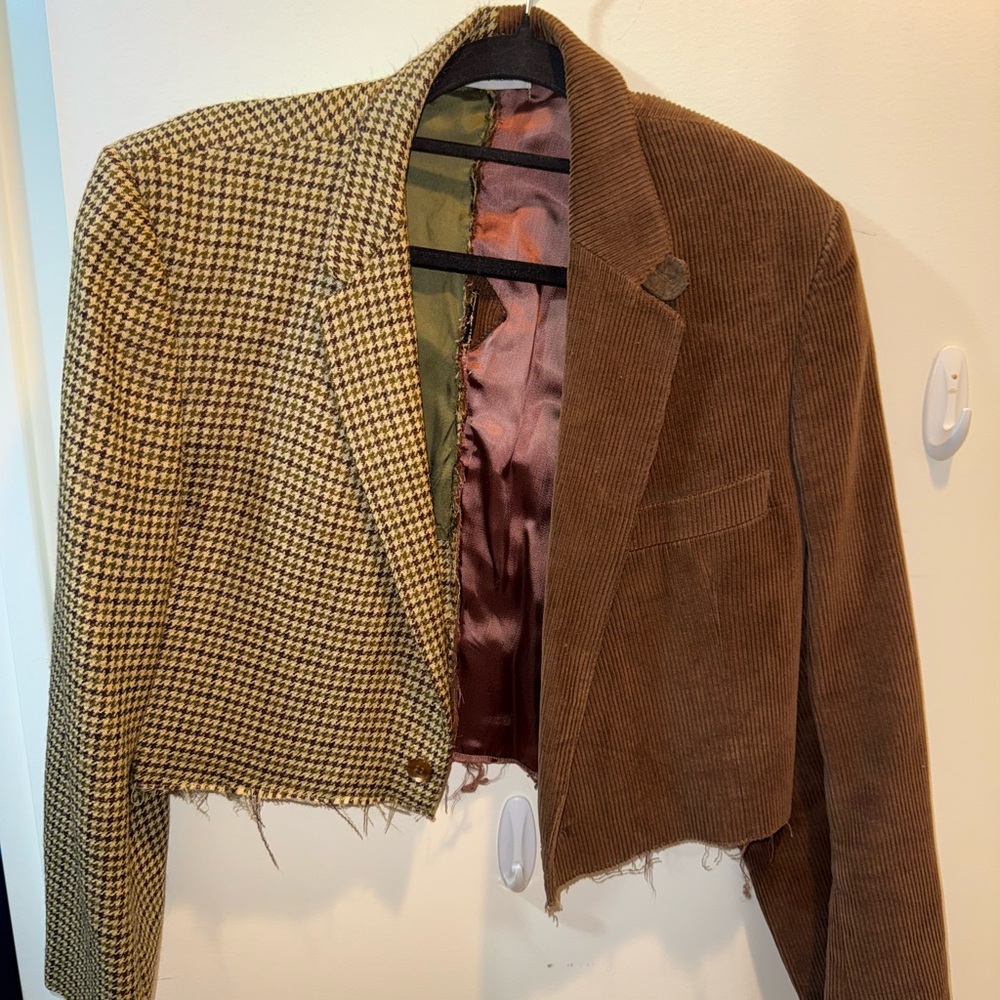 Vintage Houndstooth and Corduroy Women's Blazer